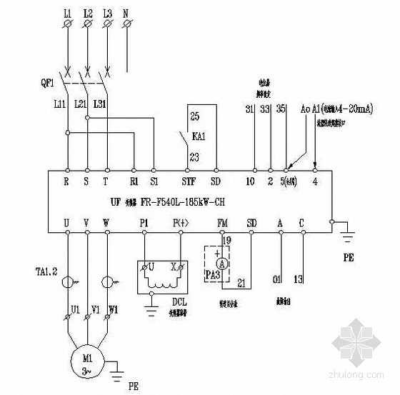 钢丝绳电动葫芦变频控制方式原理示意图